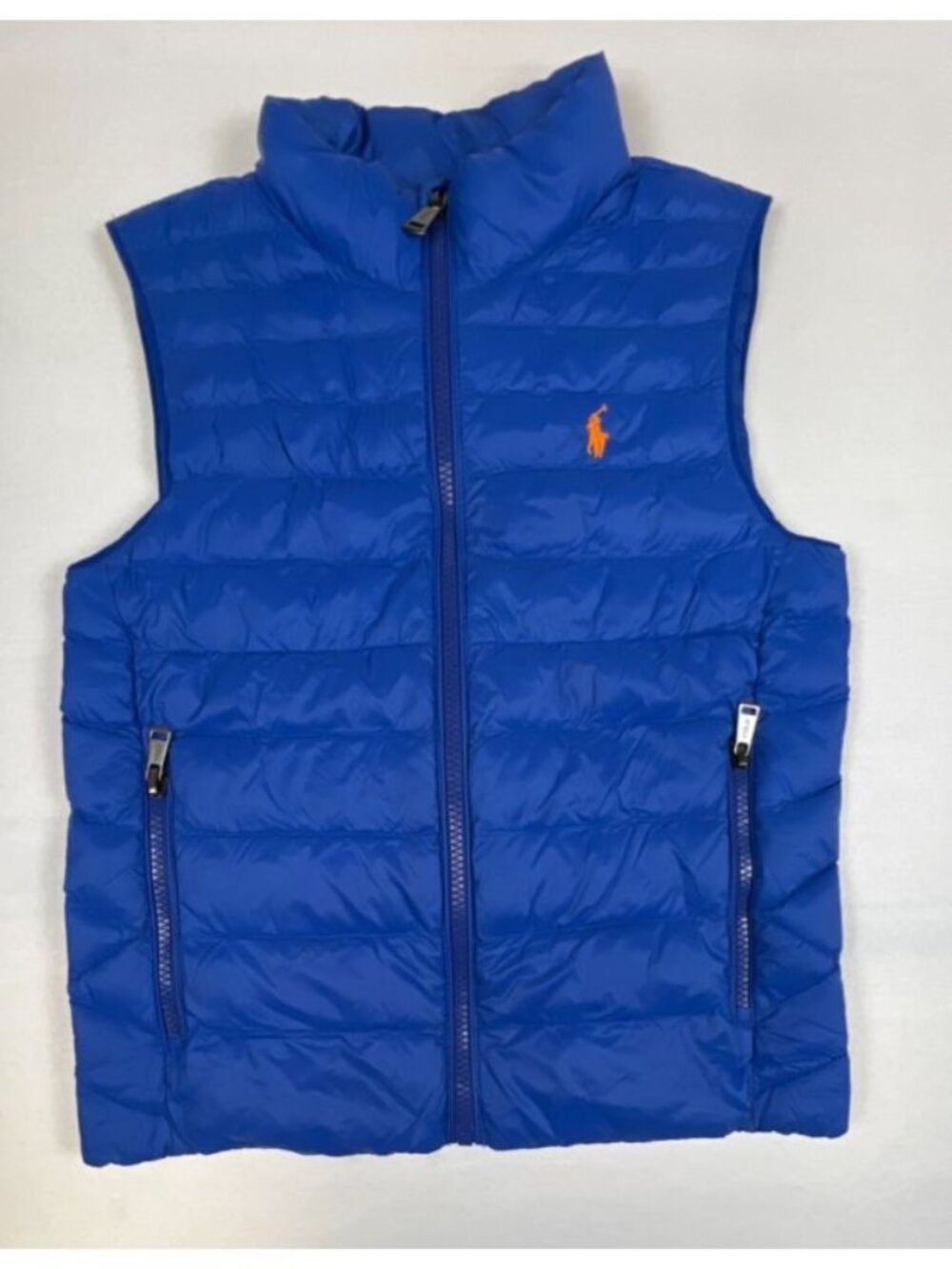Polo Ralph Lauren Boys Size S (8) Puffer Vest Blue Quilted Full Zip Pony Logo
